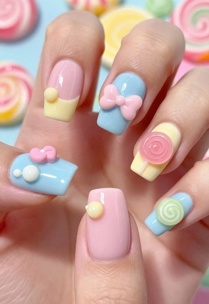 22 Cute Acrylic Nail Designs That Will Make You the Trendsetter (#14 Is a Must-See!) - 19. Candy Coated 1