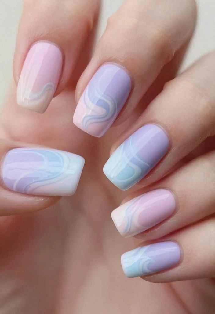 22 Cute Acrylic Nail Designs That Will Make You the Trendsetter (#14 Is a Must-See!) - 2. Sweet Pastel Swirls 1