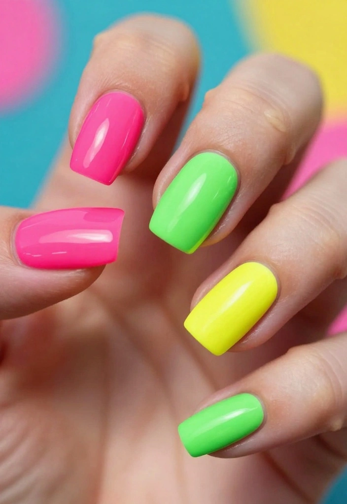 22 Cute Acrylic Nail Designs That Will Make You the Trendsetter (#14 Is a Must-See!) - 8. Neon Vibes 1