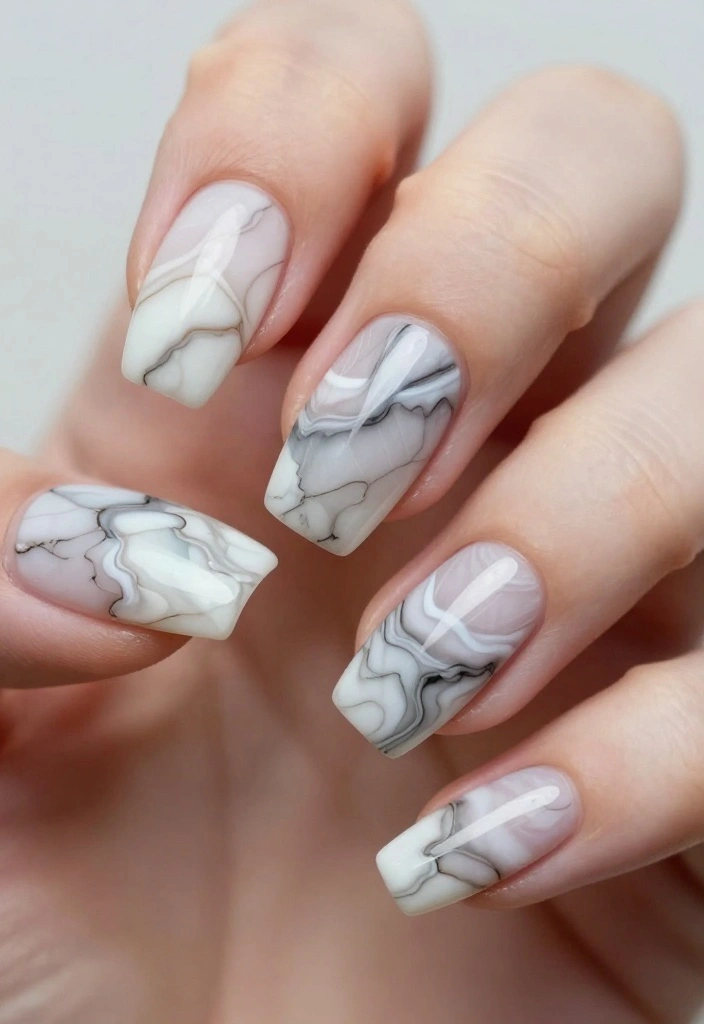 22 Cute Acrylic Nail Designs That Will Make You the Trendsetter (#14 Is a Must-See!) - 9. Marble Magic 1