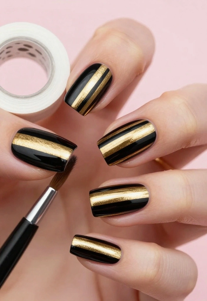 22 Easy DIY Cute Nail Art Tutorials You Can Do at Home (You’ll Be Amazed by #5!) - 2. Striped Elegance 1