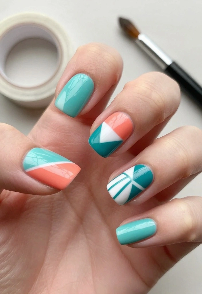 22 Easy DIY Cute Nail Art Tutorials You Can Do at Home (You’ll Be Amazed by #5!) - 4. Geometric Patterns 1
