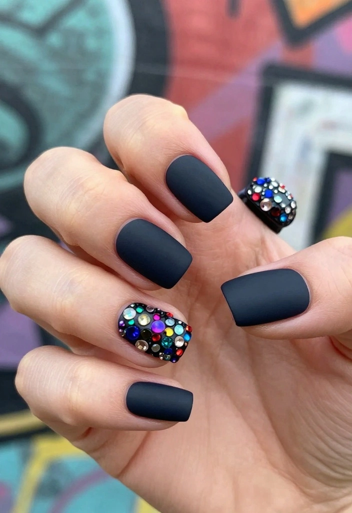 22 Eye-Catching Rhinestone Nail Designs for Every Occasion! - 16. Urban Street Style 1