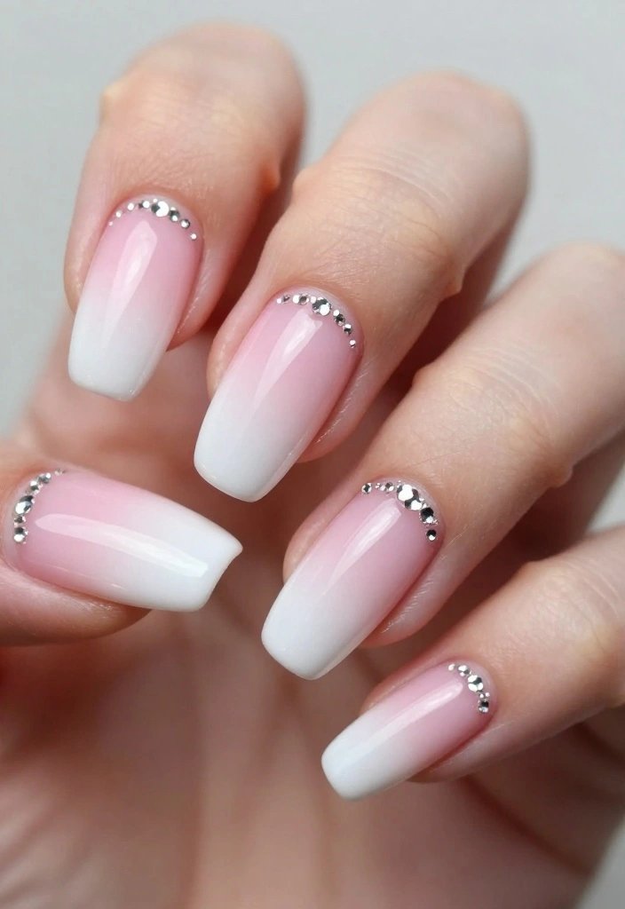22 Eye-Catching Rhinestone Nail Designs for Every Occasion! - 4. Elegant Ombre Effect 1