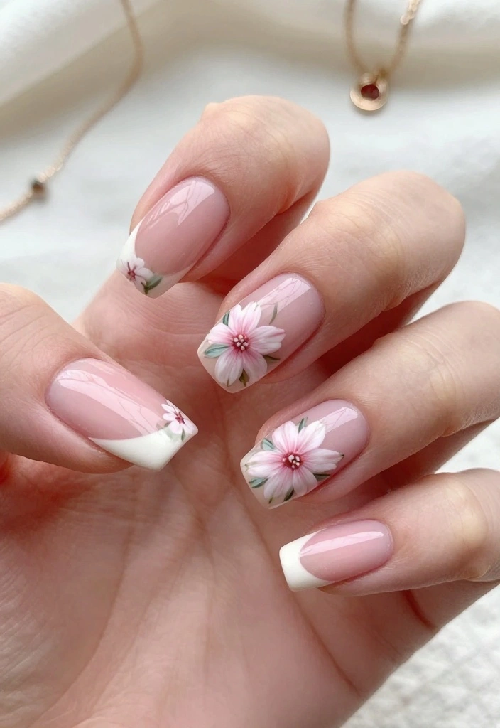 22 Floral Nail Art Inspirations That Will Transform Your Look! - 15. Floral French Tips 1