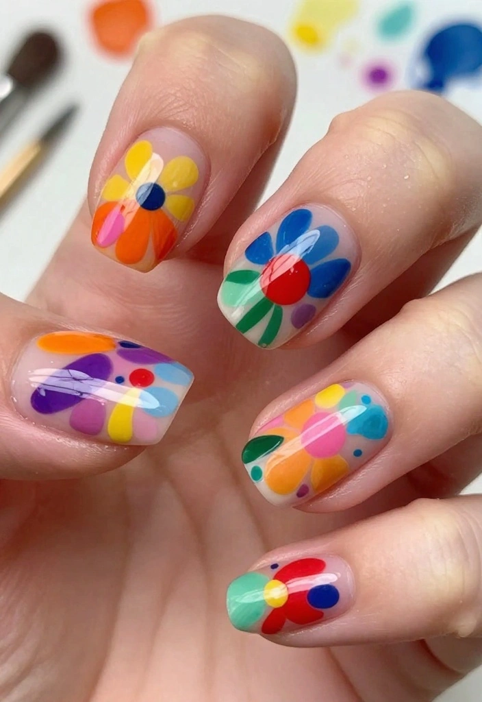 22 Floral Nail Art Inspirations That Will Transform Your Look! - 16. Abstract Floral Art 1