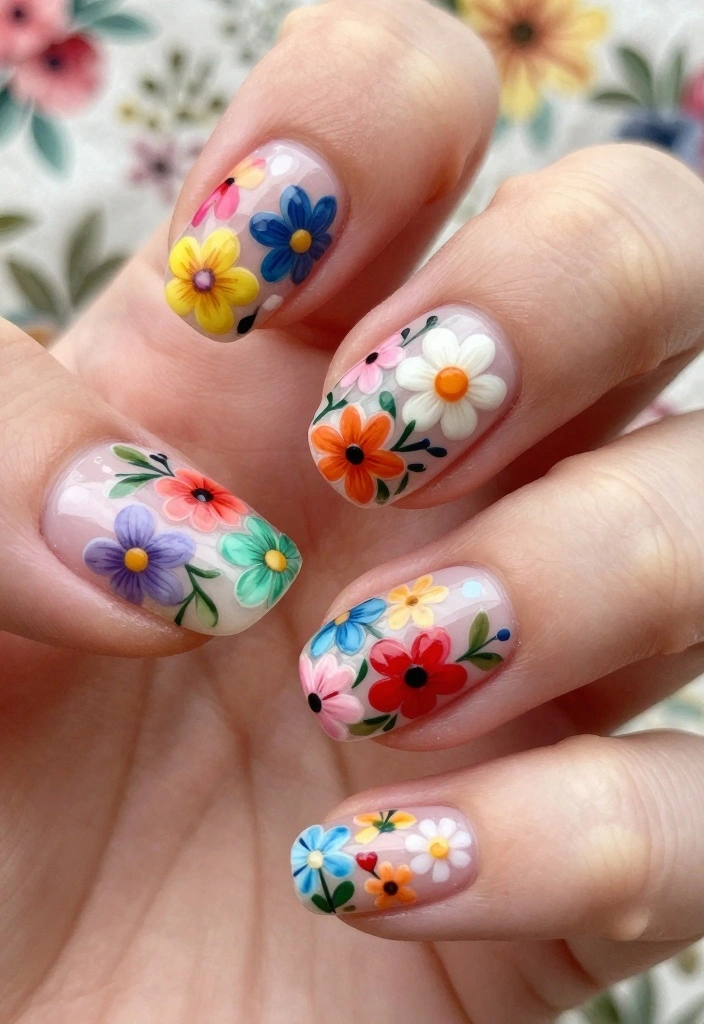 22 Floral Nail Art Inspirations That Will Transform Your Look! - 21. Floral Mosaics 1