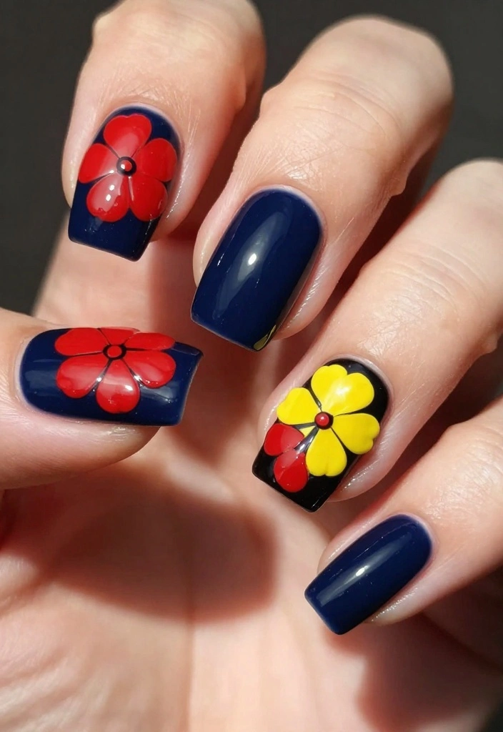 22 Floral Nail Art Inspirations That Will Transform Your Look! - 4. Bold Floral Accents 1