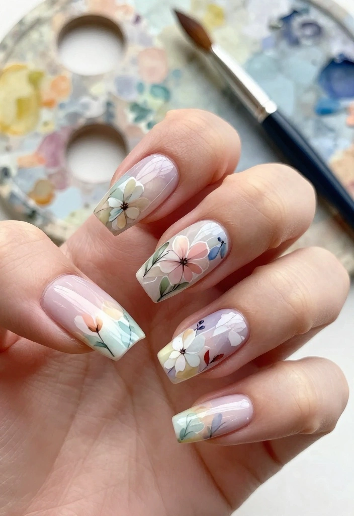 22 Floral Nail Art Inspirations That Will Transform Your Look! - 5. Watercolor Blooms 1