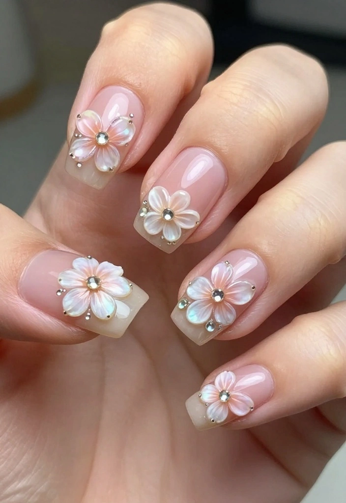22 Floral Nail Art Inspirations That Will Transform Your Look! - 7. 3D Floral Designs 1