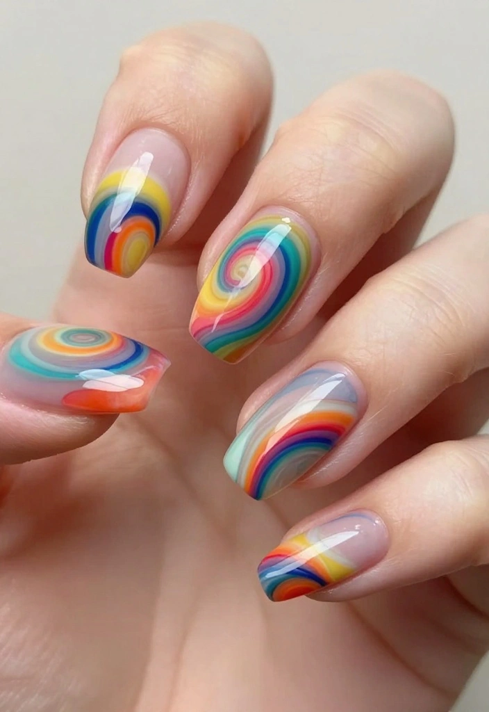 22 Inspiring Long Natural Nails Looks You Have to Try This Season! - 10. Artistic Swirls 1