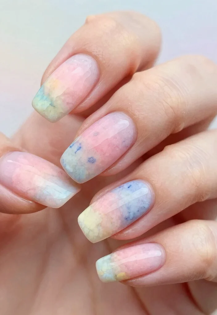 22 Inspiring Long Natural Nails Looks You Have to Try This Season! - 14. Watercolor Effect 1