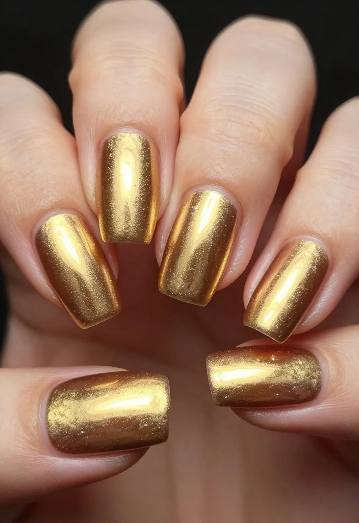 22 Inspiring Long Natural Nails Looks You Have to Try This Season! - 18. Metallic Magic 1