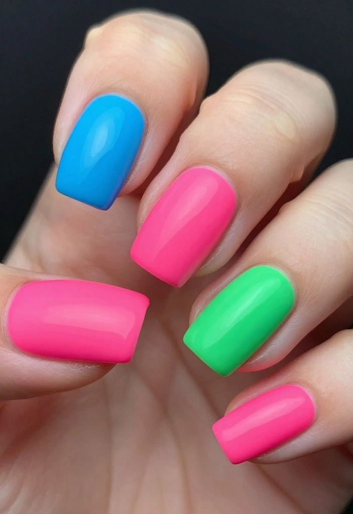 22 Inspiring Long Natural Nails Looks You Have to Try This Season! - 7. Neon Brights 1