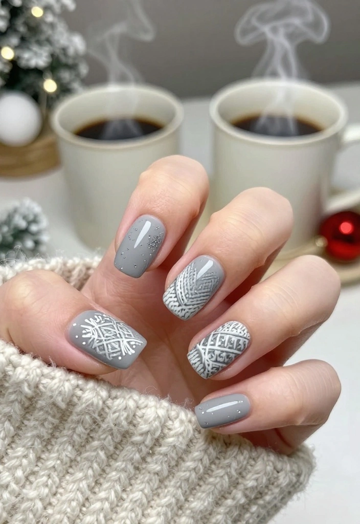 22 Nail Art Ideas for Winter That Are Perfect for Your Christmas Celebration! - 10. Cozy Sweater Patterns 1