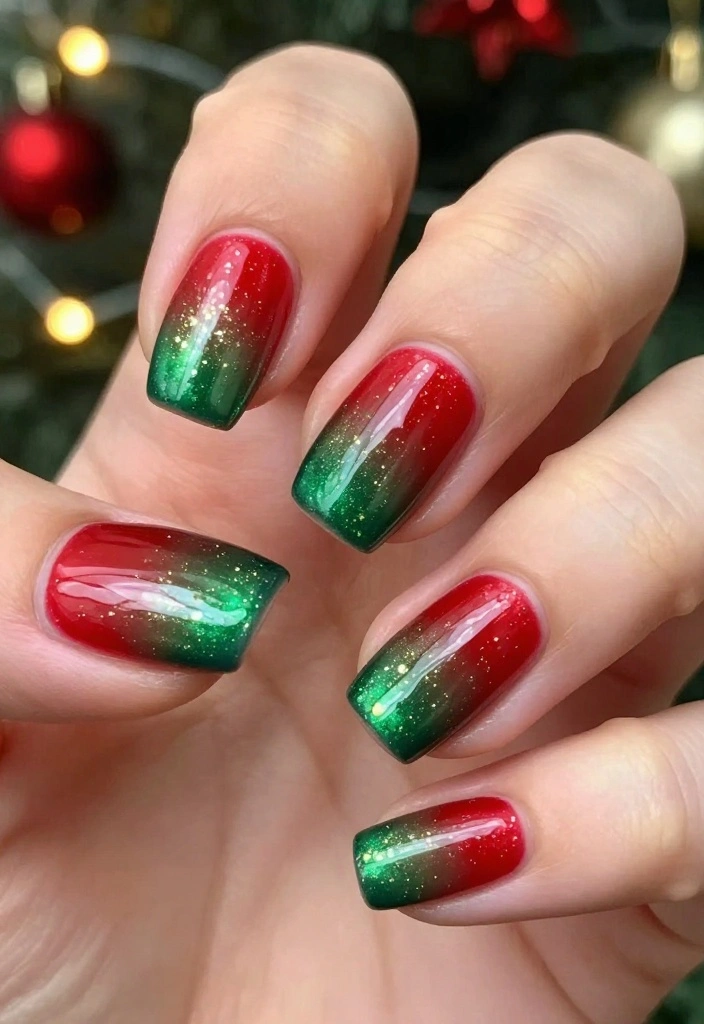 22 Nail Art Ideas for Winter That Are Perfect for Your Christmas Celebration! - 15. Holiday Hues Ombre 1