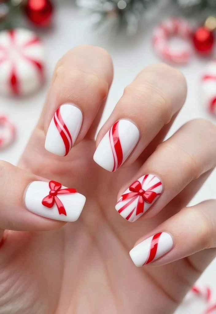 22 Nail Art Ideas for Winter That Are Perfect for Your Christmas Celebration! - 3. Candy Cane Delight 1