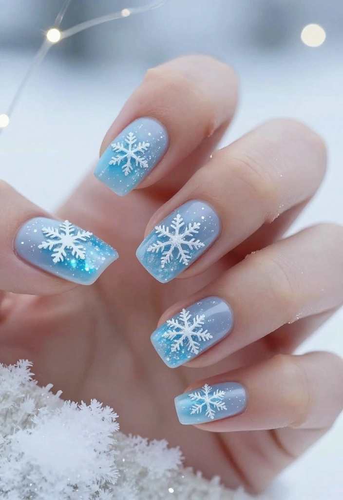 22 Nail Art Ideas for Winter That Are Perfect for Your Christmas Celebration! - 4. Sparkling Snowflakes 1