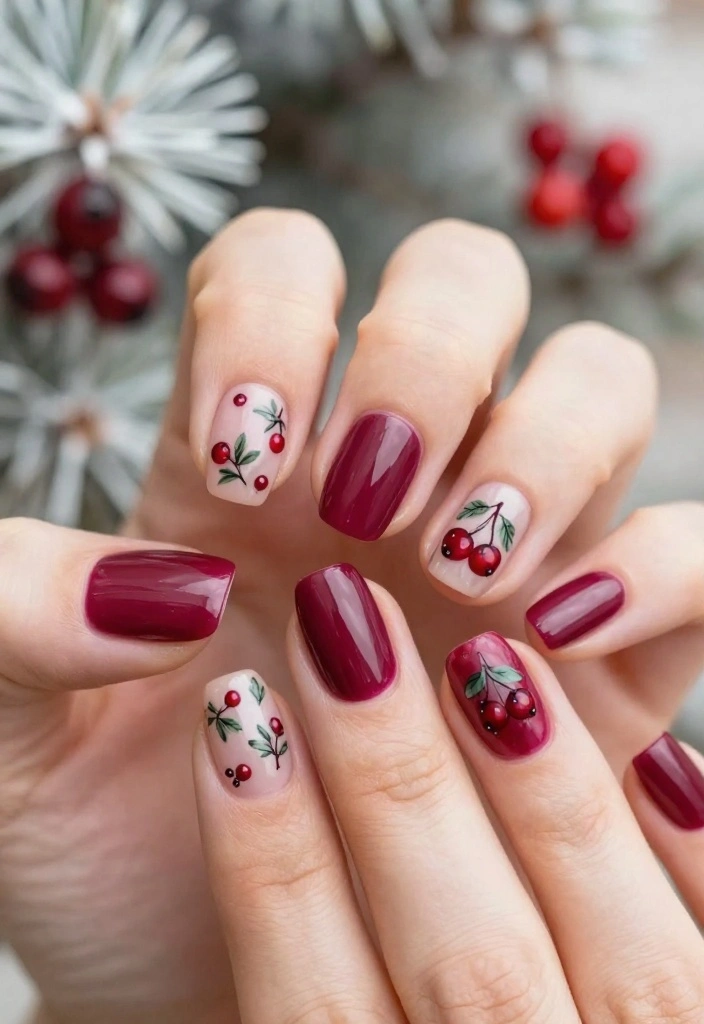 22 Nail Art Ideas for Winter That Are Perfect for Your Christmas Celebration! - 7. Winter Berry Delight 1