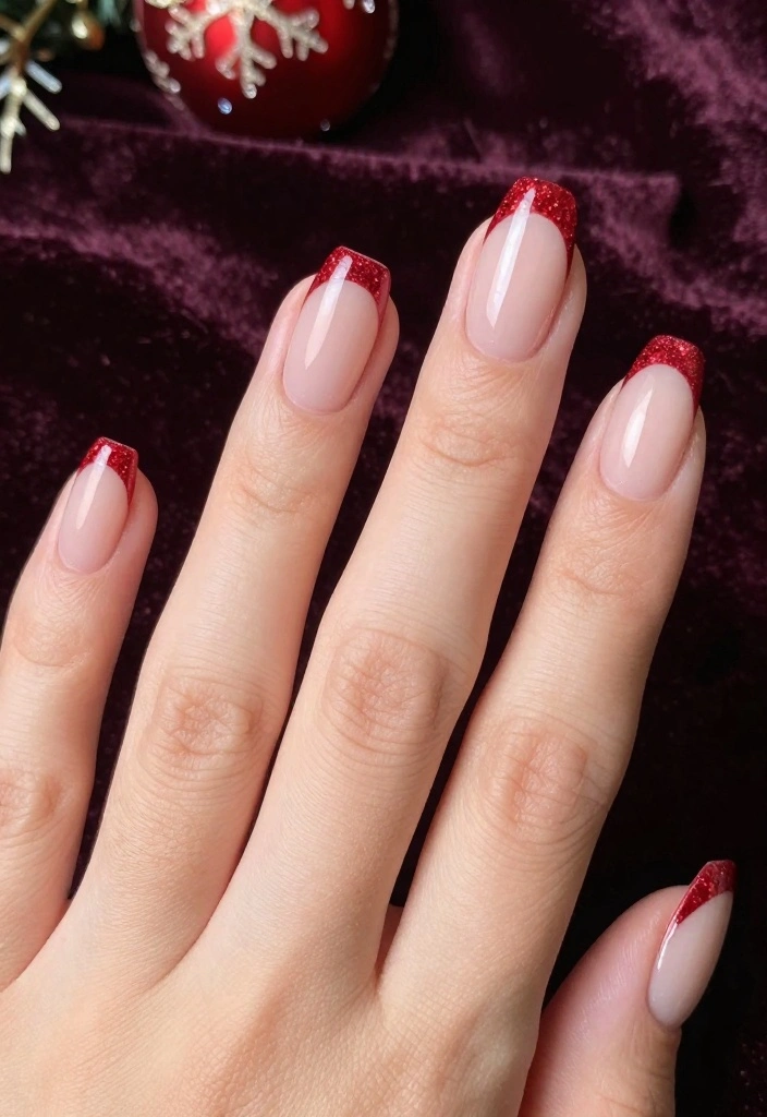 22 Nail Art Ideas for Winter That Are Perfect for Your Christmas Celebration! - 9. Elegant French Tips with a Twist 1