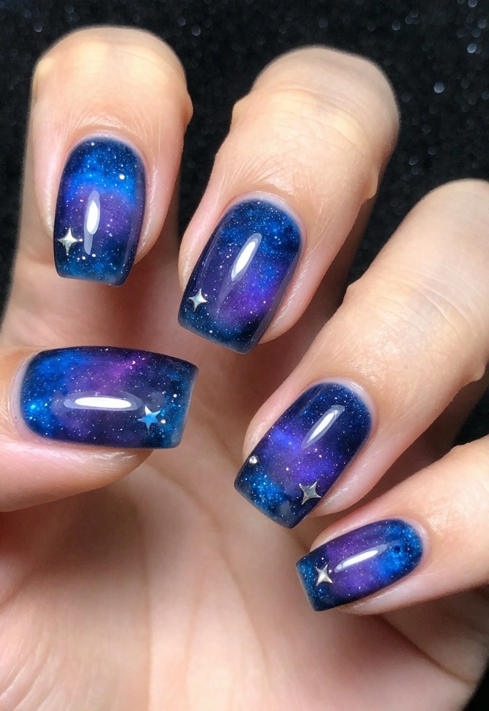 22 Nail Ideas That Will Make Your Gorgeous Nails Shine Like Never Before! - 1. Sparkling Galaxy Nails 1