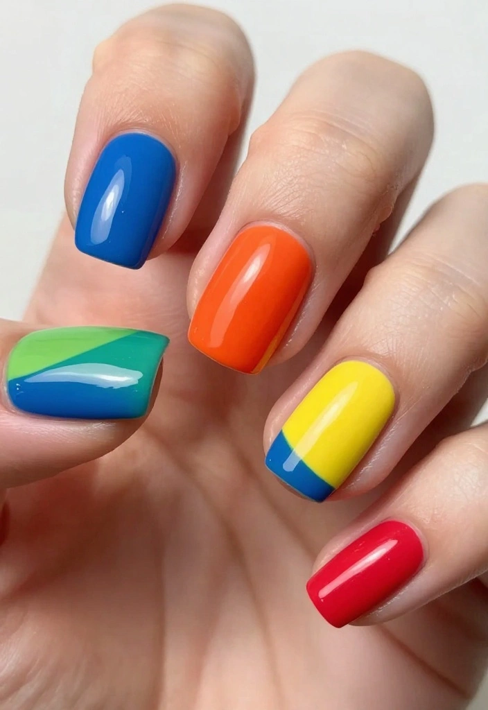 22 Seasonal Exotic Nails You Can Create at Home - 11. Color Block Chic 1
