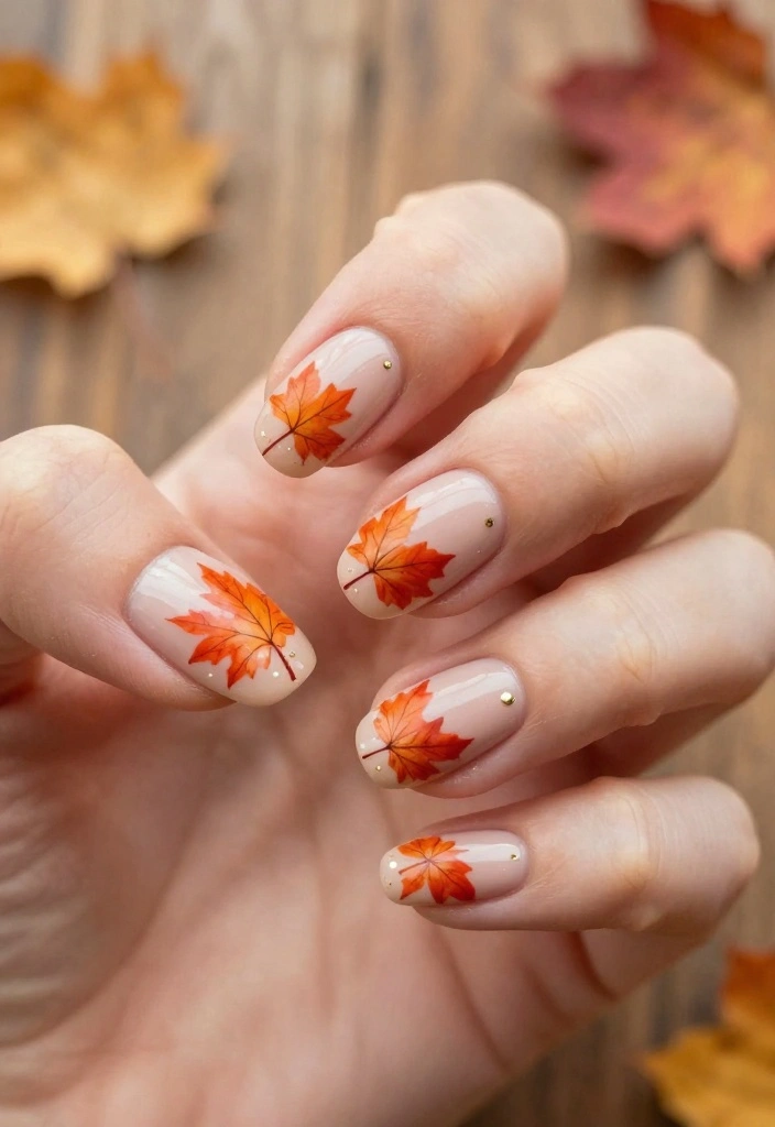 22 Seasonal Exotic Nails You Can Create at Home - 3. Autumn Leaves Elegance 1