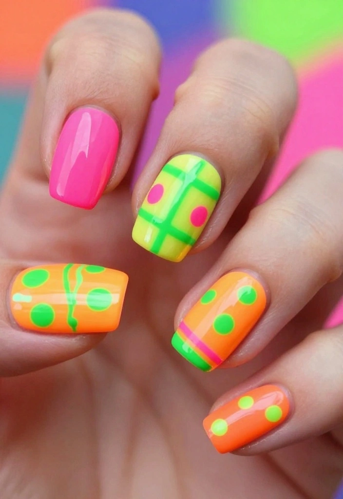 22 Seasonal Exotic Nails You Can Create at Home - 7. Neon Nights 1