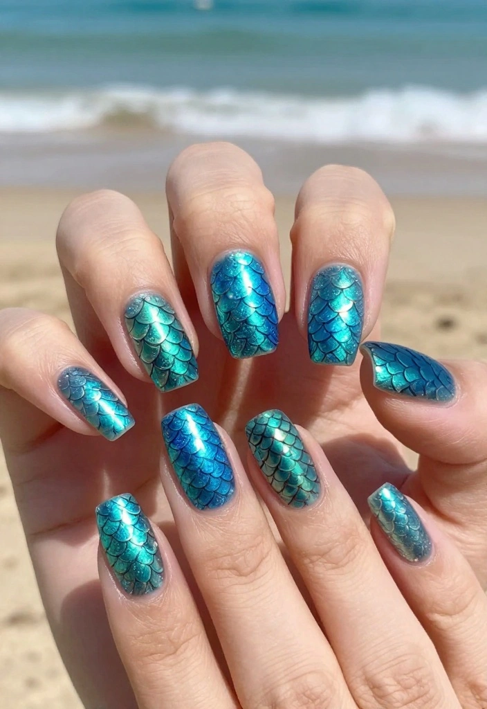 22 Seasonal Exotic Nails You Can Create at Home - 9. Mermaid Vibes 1