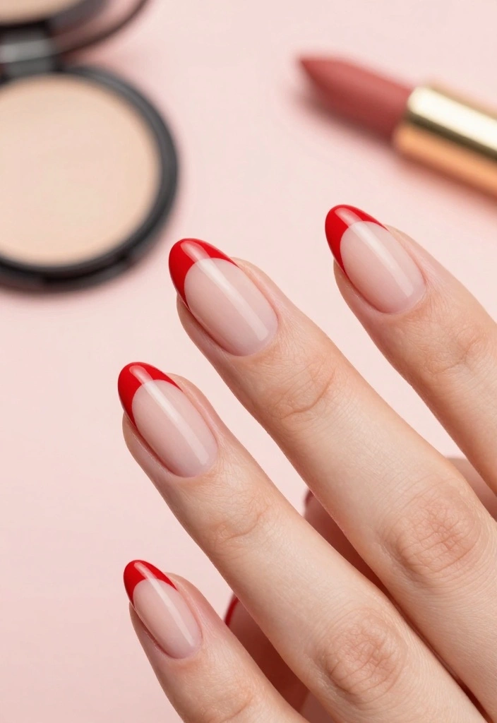 22 Stunning Red Nails Aesthetic Ideas That Will Turn Heads Everywhere! - 7. Red French Tip Nails 1