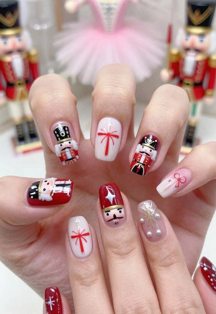 22 Trendy Christmas Nails You Need to Try Before the New Year! - 16. Nutcracker Nail Art 1