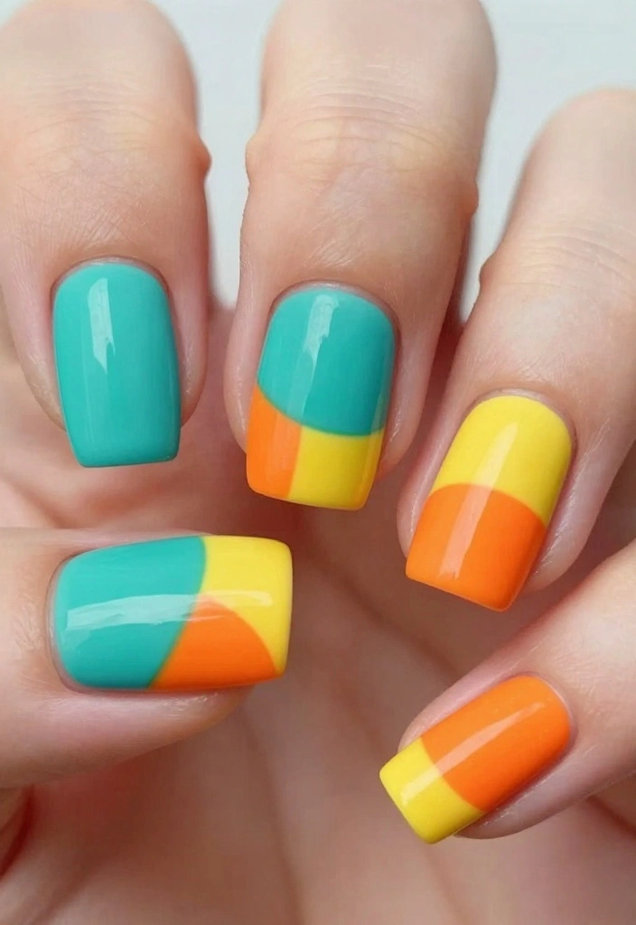 22 Trendy Creative Nails Designs for the Ultimate Style Statement! - 17. Color Block Nails 1