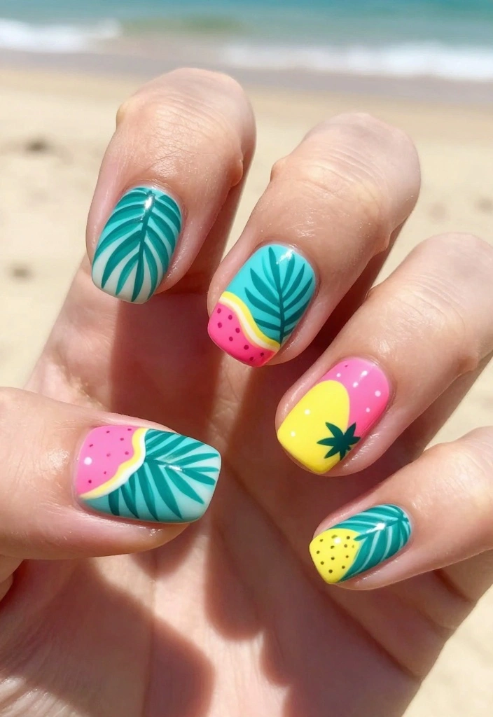 22 Trendy Creative Nails Designs for the Ultimate Style Statement! - 6. Tropical Paradise 1