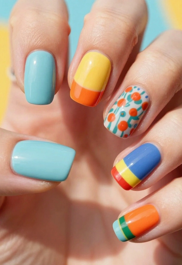 25 Baby Shower Nails for Boys: Nail Trends That Are a Celebration in Itself! - 10. Retro Stripes 1