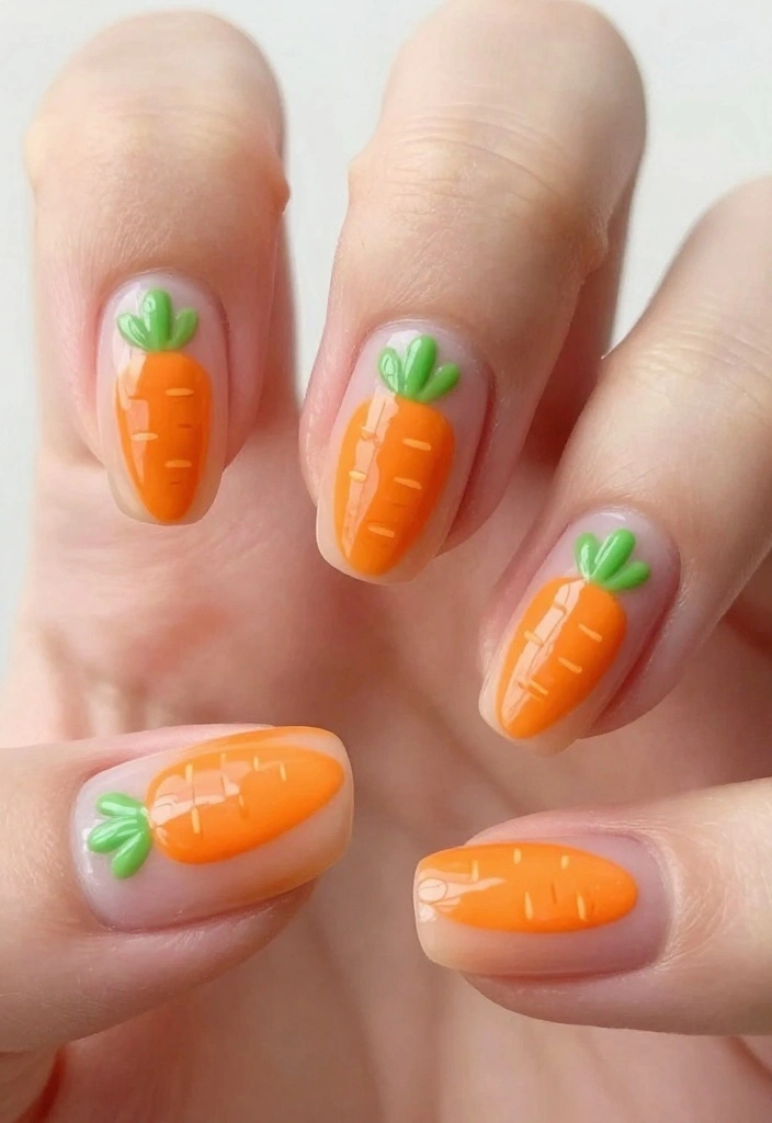 25 Baby Shower Nails for Boys: Nail Trends That Are a Celebration in Itself! - 14. Sweet Carrots 1