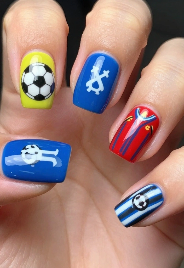 25 Baby Shower Nails for Boys: Nail Trends That Are a Celebration in Itself! - 16. Sporty Style 1