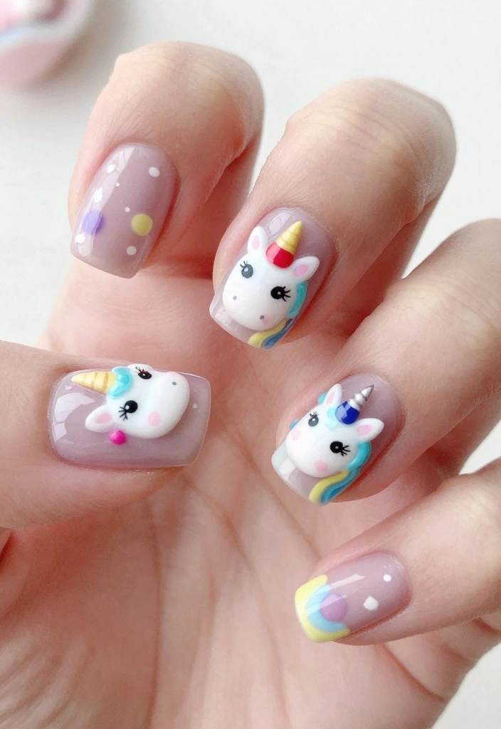 25 Baby Shower Nails for Boys: Nail Trends That Are a Celebration in Itself! - 17. Whimsical Unicorns 1