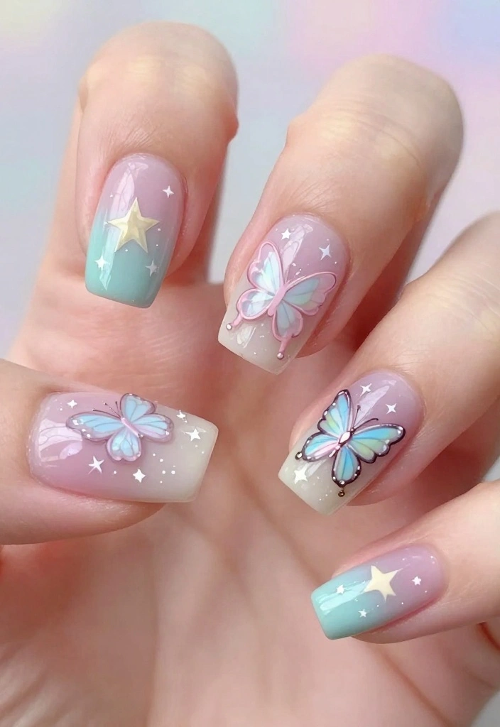 25 Baby Shower Nails for Boys: Nail Trends That Are a Celebration in Itself! - 21. Whimsical Fairies 1