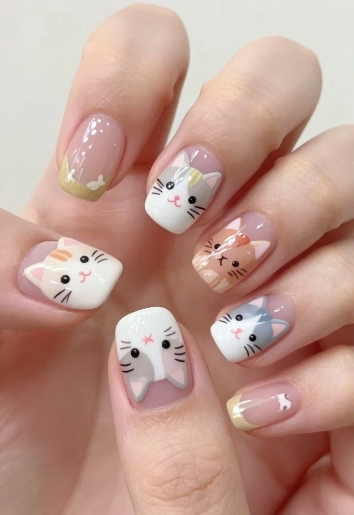 25 Baby Shower Nails for Boys: Nail Trends That Are a Celebration in Itself! - 22. Adorable Kittens 1