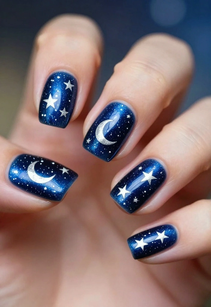 25 Baby Shower Nails for Boys: Nail Trends That Are a Celebration in Itself! - 3. Starry Night 1