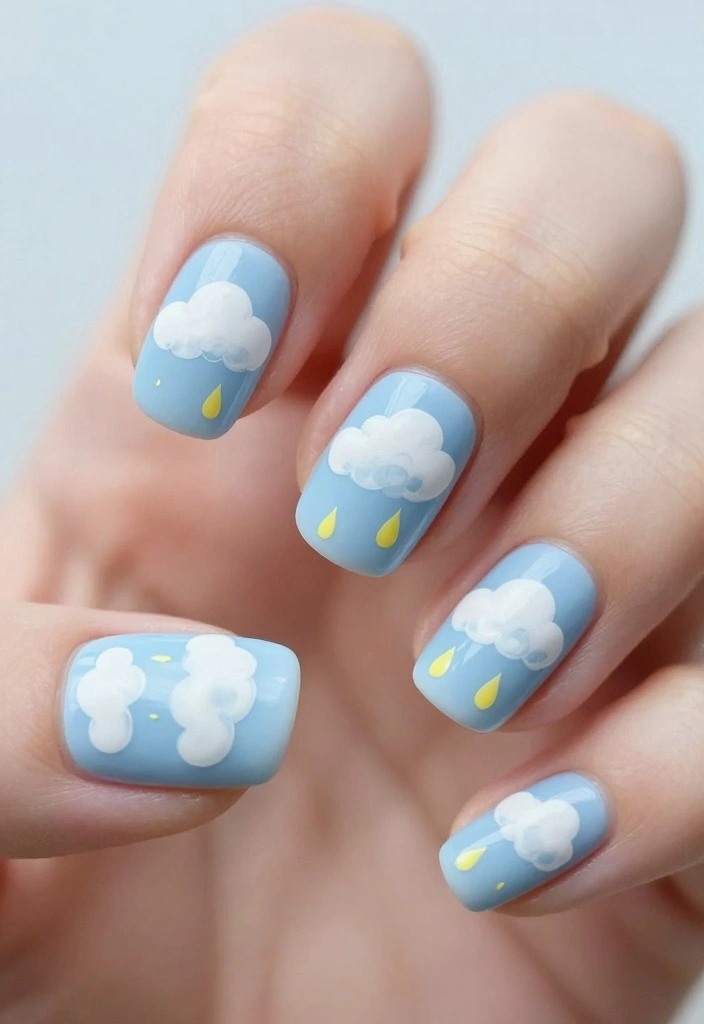 25 Baby Shower Nails for Boys: Nail Trends That Are a Celebration in Itself! - 5. Cute Cloud Patterns 1