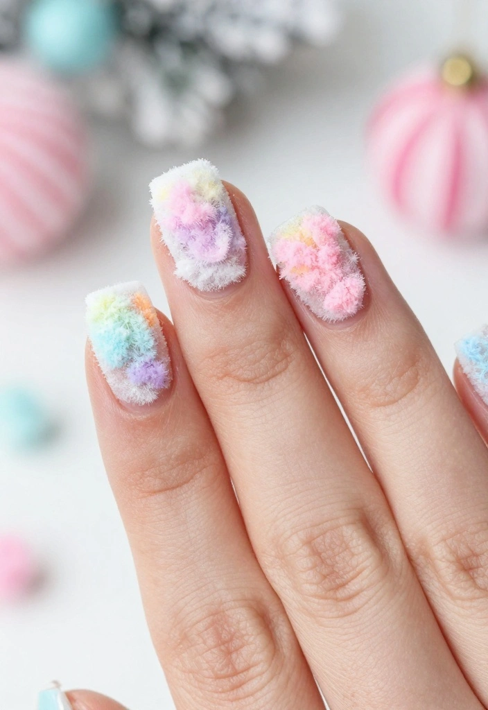 25 Chic White Christmas Nail Trends You HAVE to Try This Holiday Season! - 15. Candy Floss Texture 1