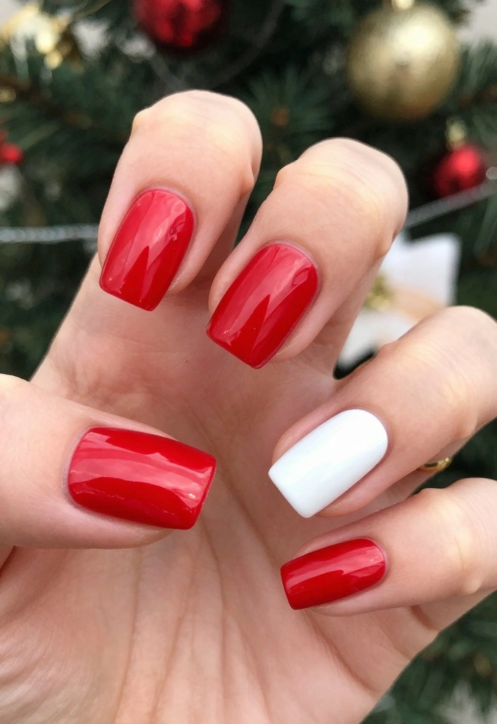 25 Chic White Christmas Nail Trends You HAVE to Try This Holiday Season! - 17. Bright Red and White 1