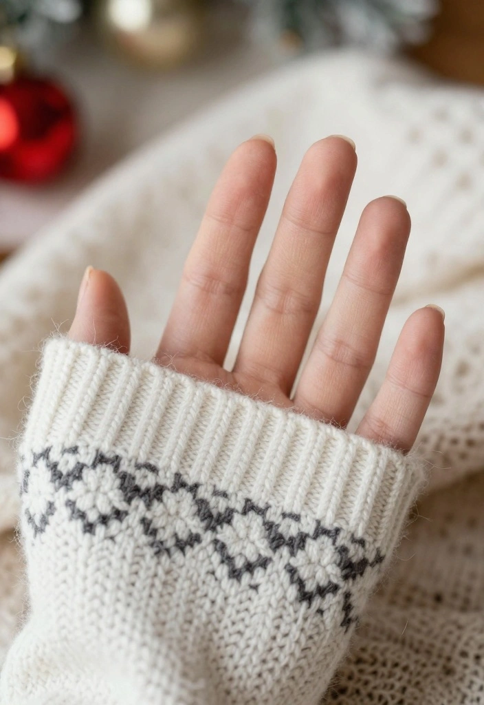 25 Chic White Christmas Nail Trends You HAVE to Try This Holiday Season! - 19. Warm Sweater Patterns 1