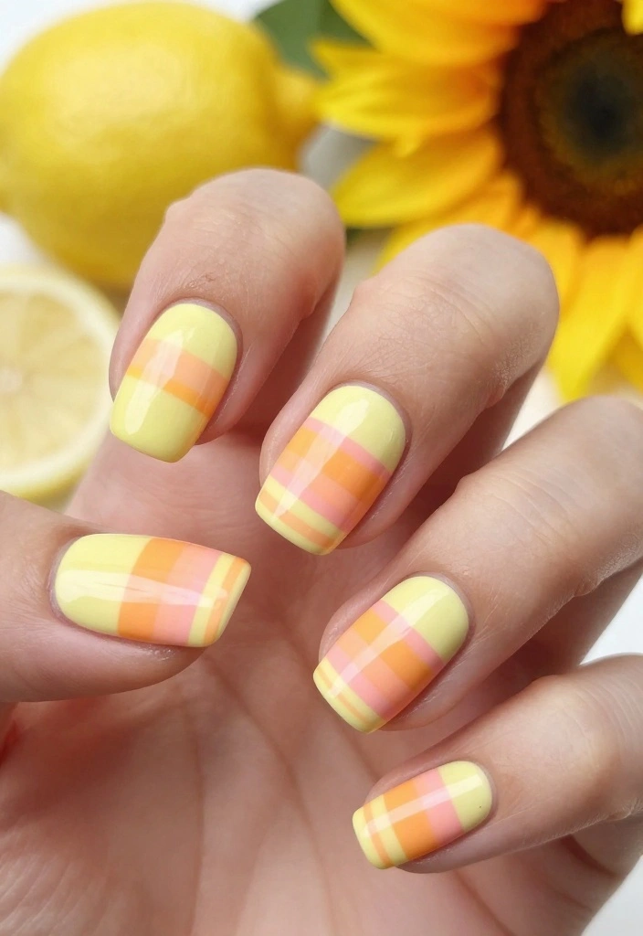 25 Colorful Pastel Nail Art Ideas That Are Perfect for Summer! 🍦 - 10. Sunshine Stripes 1