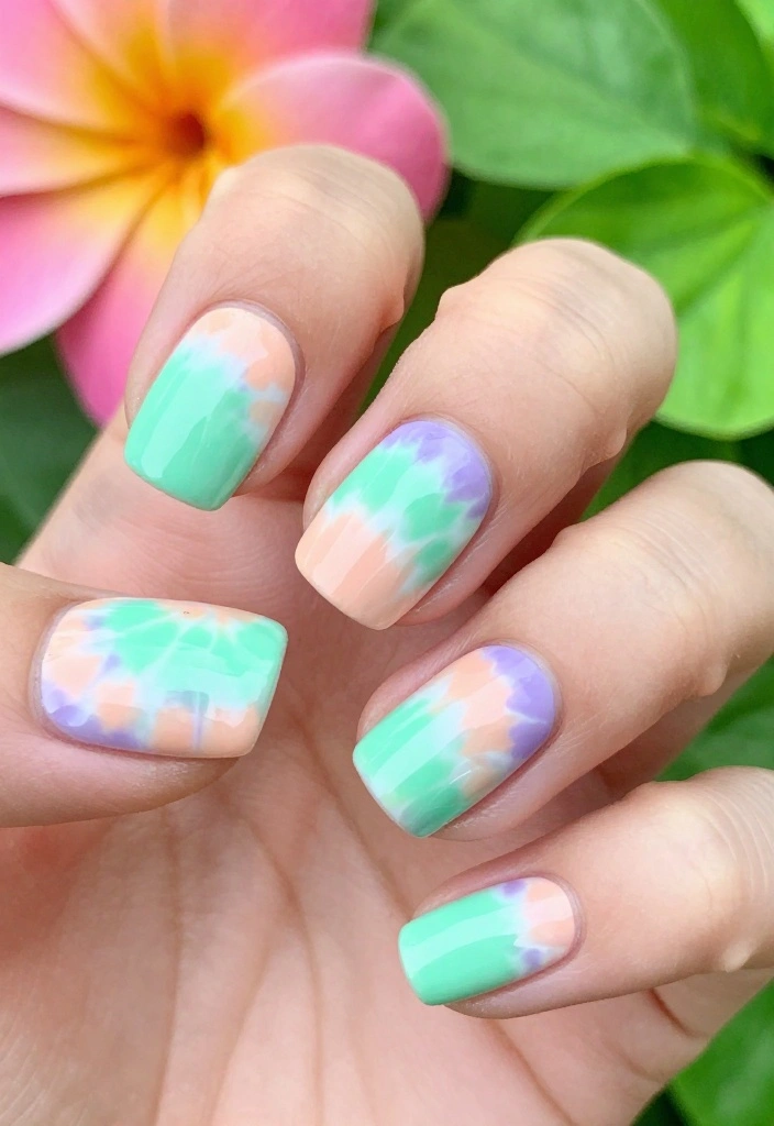 25 Colorful Pastel Nail Art Ideas That Are Perfect for Summer! 🍦 - 11. Tie-Dye Styles 1