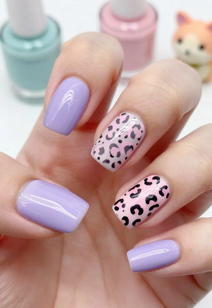 25 Colorful Pastel Nail Art Ideas That Are Perfect for Summer! 🍦 - 13. Cute Animal Prints 1