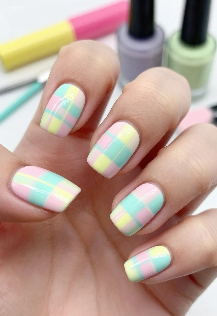 25 Colorful Pastel Nail Art Ideas That Are Perfect for Summer! 🍦 - 20. Pastel Checkerboard 1