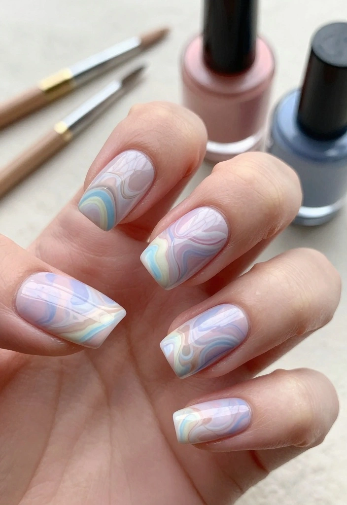 25 Colorful Pastel Nail Art Ideas That Are Perfect for Summer! 🍦 - 23. Subtle Marble Effect 1