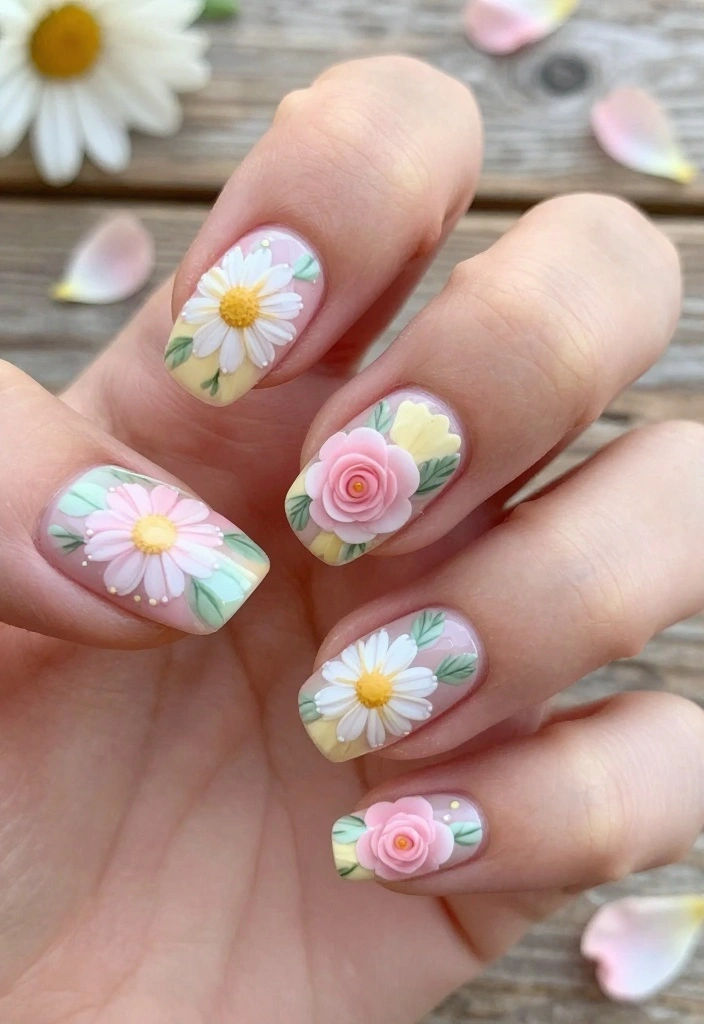 25 Colorful Pastel Nail Art Ideas That Are Perfect for Summer! 🍦 - 3. Sweet Floral Designs 1